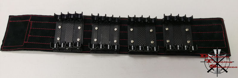 Black suede chest rig with red hilights and black carbon fiber